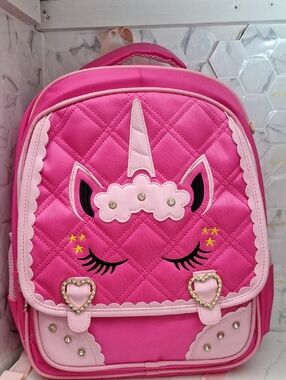 Cute Unicorn Face Diamond Sequins Waterproof Princess School Backpack